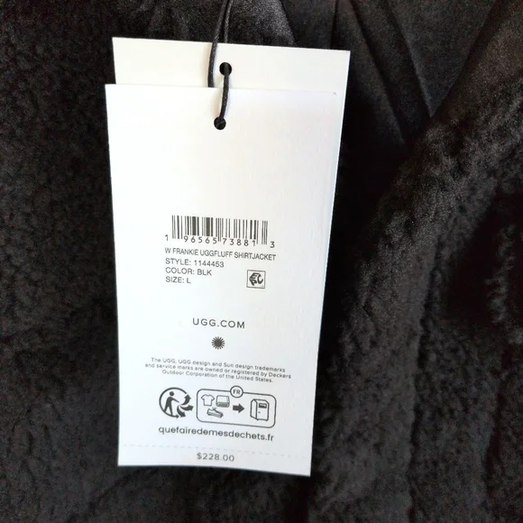 Women's UGG Frankie UGGFLUFF Shirt Jacket Black Size L - Picture 3 of 8